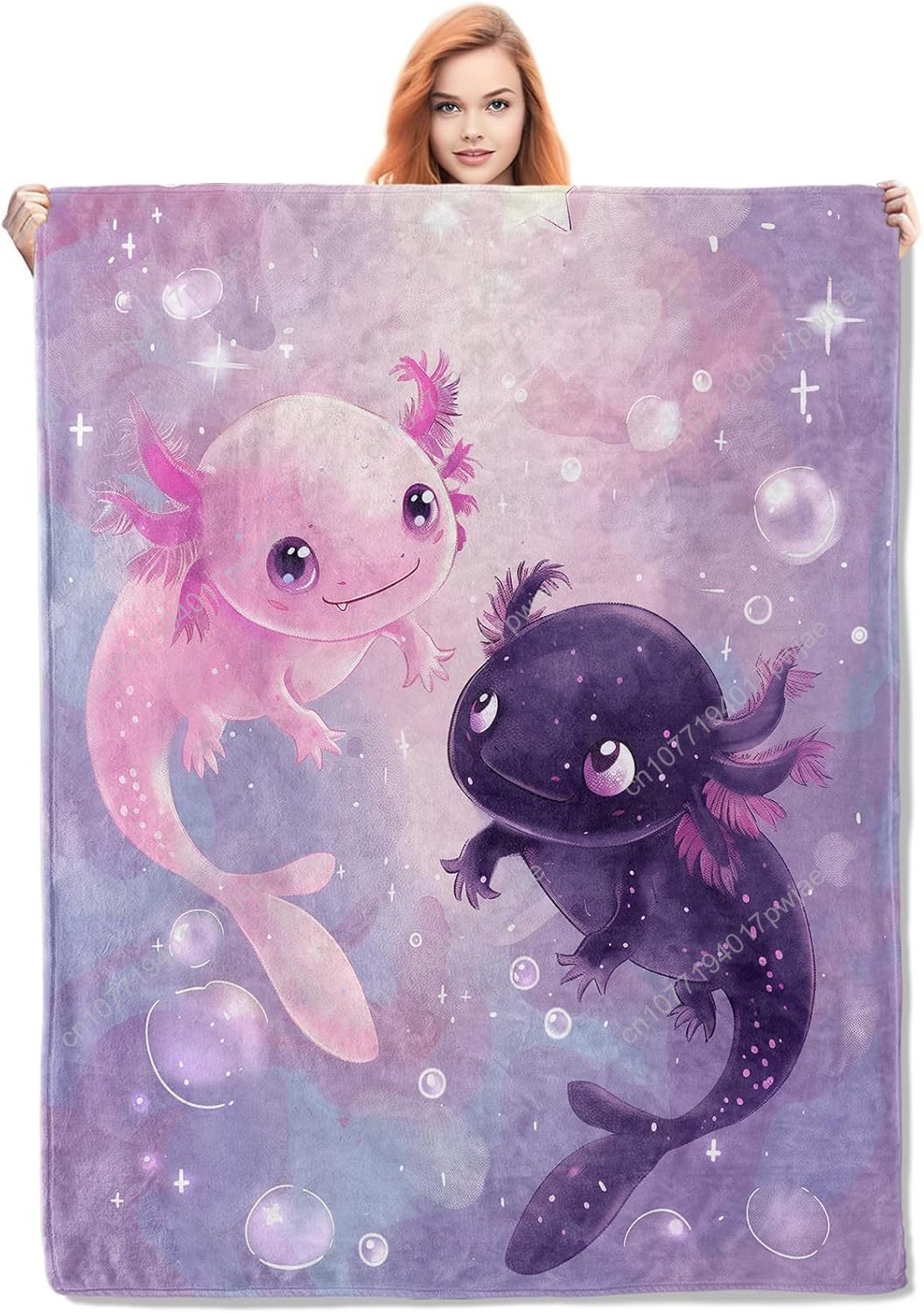 Home Textiles Usa - Axolotl Blanket Cute Axolotls Flannel Throw