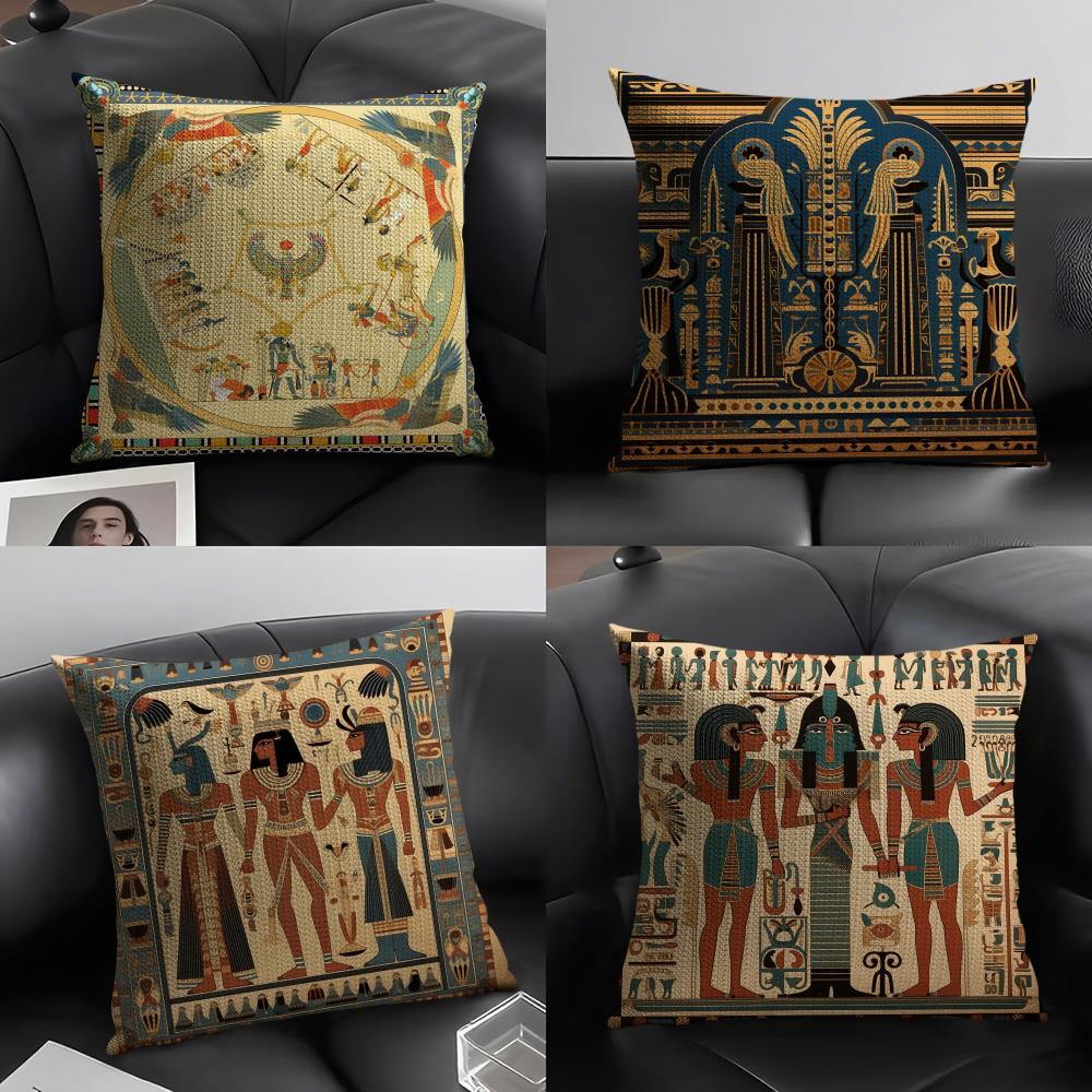Home Textiles Egypt - Egypt Pharaoh Pattern Pillow Case Natural