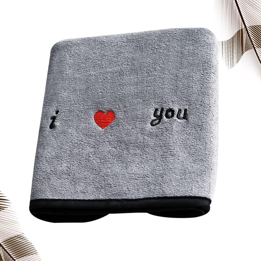 Home Textiles Towel Set - Soft Fiber Love Heart Dark Gray