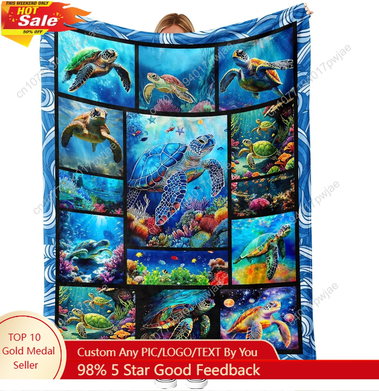 Sea Turtle Flannel Throw Blank - огляд і ціна Home Textiles Usa