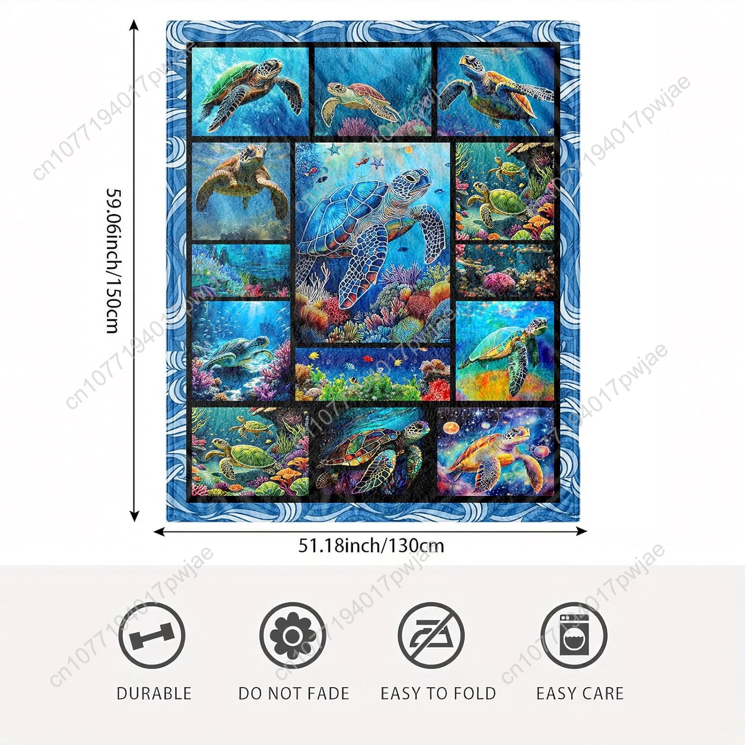 Sea Turtle Flannel Throw Blank - огляд і ціна Home Textiles Usa