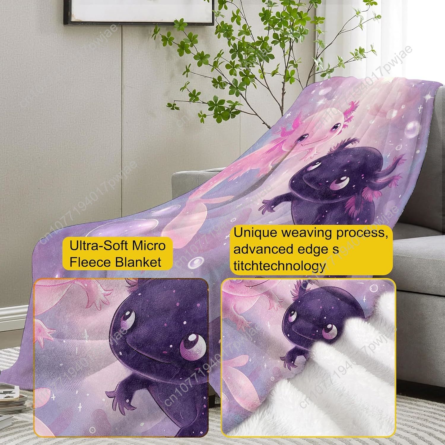 Axolotl Blanket Cute Axolotls  - огляд і ціна Home Textiles Usa