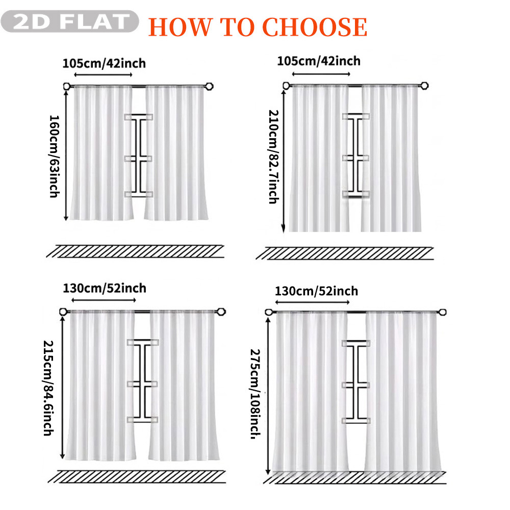 Custom 2D Flat 2pcs Sheer Curt - огляд і ціна Home Textiles Usa