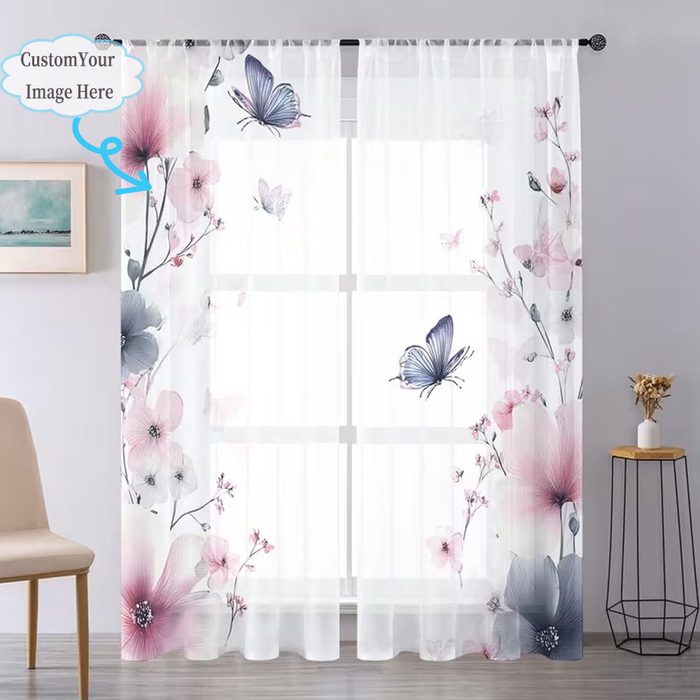 Custom 2D Flat 2pcs Sheer Curt - огляд і ціна Home Textiles Usa