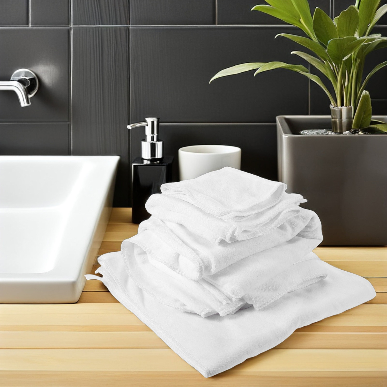 4Pcs Cotton Bath Towel Set Whi - огляд і ціна Home Textiles Towel Set