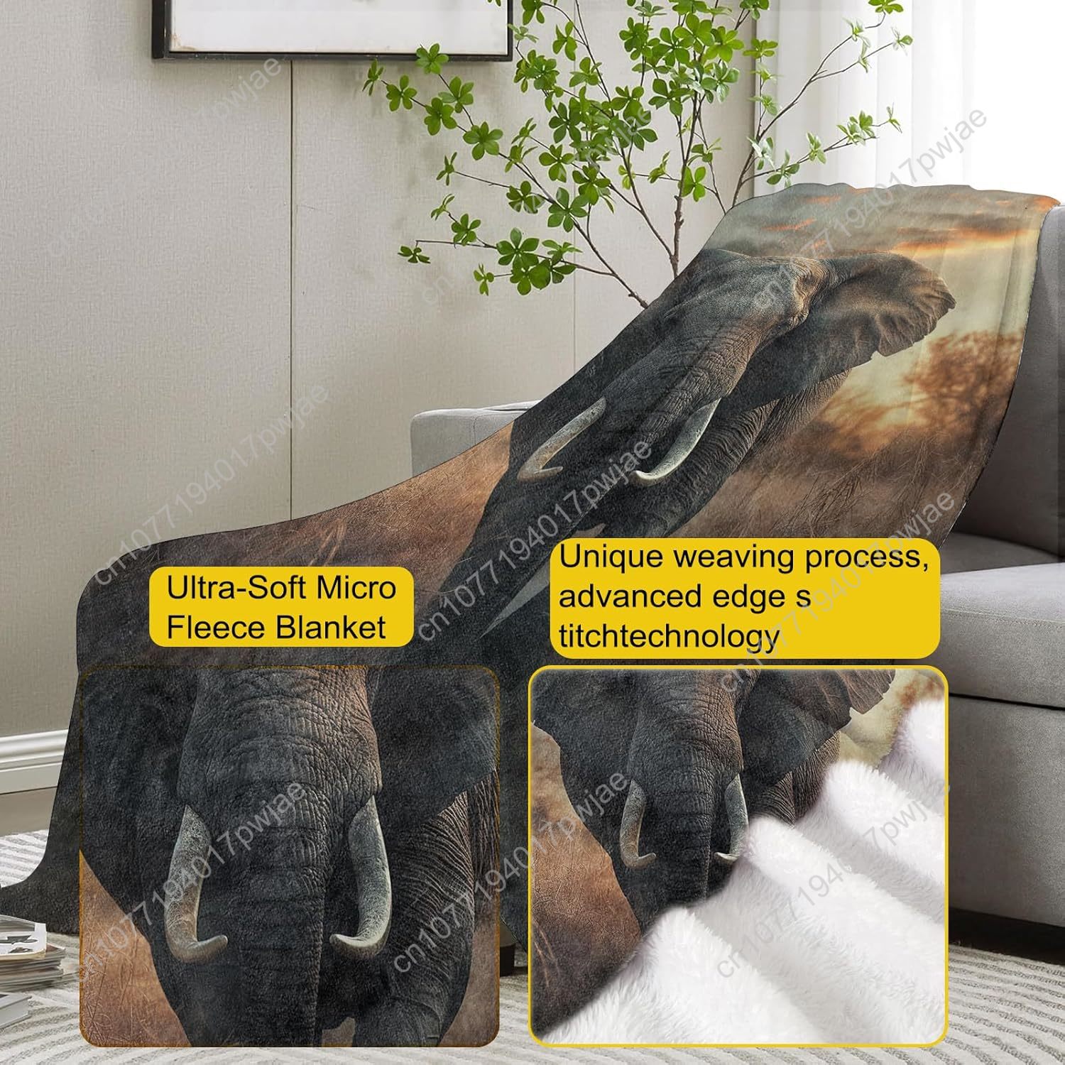 Elephant Fleece Blanket, Reali - огляд і ціна Home Textiles Usa
