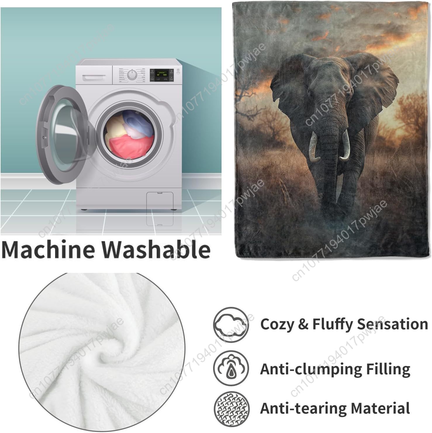 Elephant Fleece Blanket, Reali - огляд і ціна Home Textiles Usa