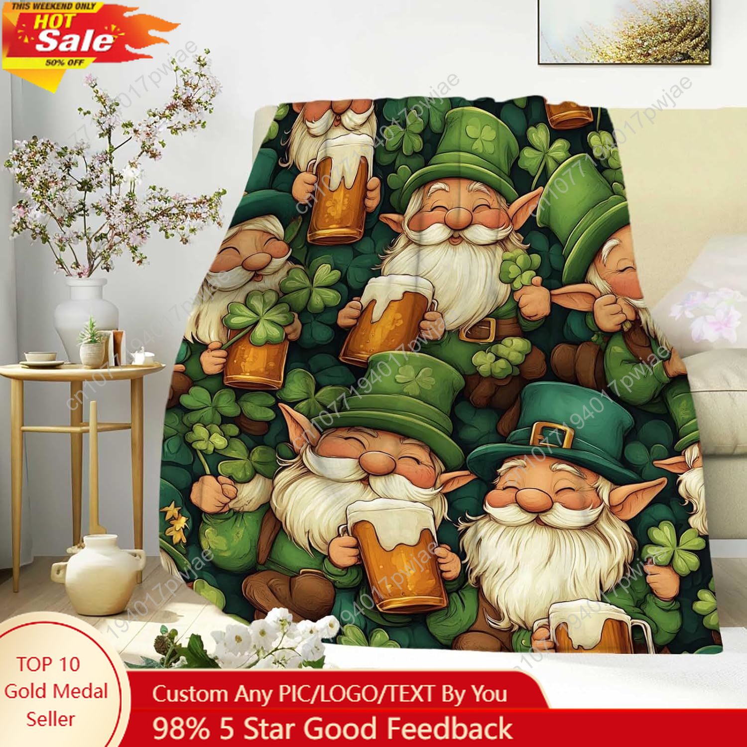 St. Patrick’s Day Gnome Throw  - огляд і ціна Home And Textiles Today