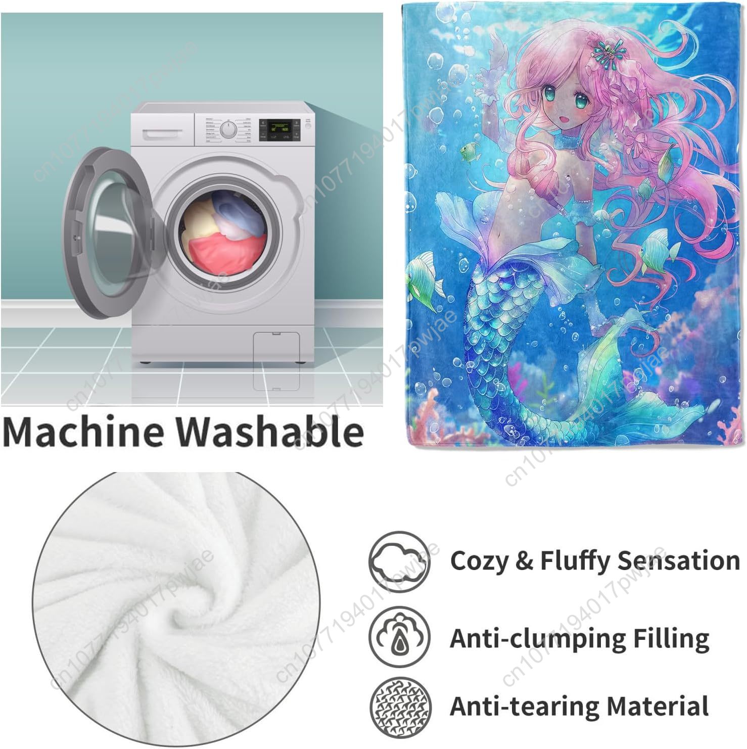 Cute Mermaid Blanket Cartoon F - огляд і ціна Home Textiles Usa