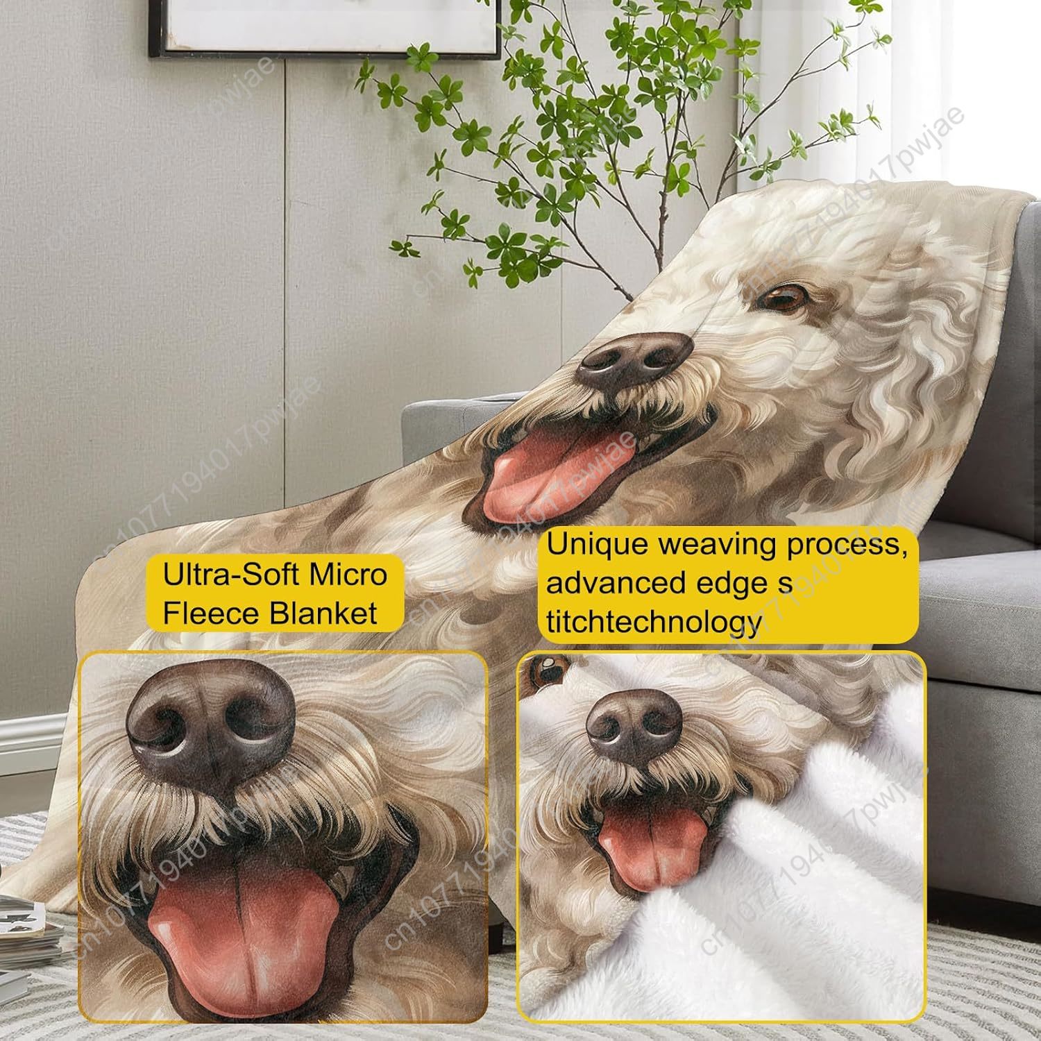 Joyful Poodle Portrait Blanket - огляд і ціна Home Textiles Usa