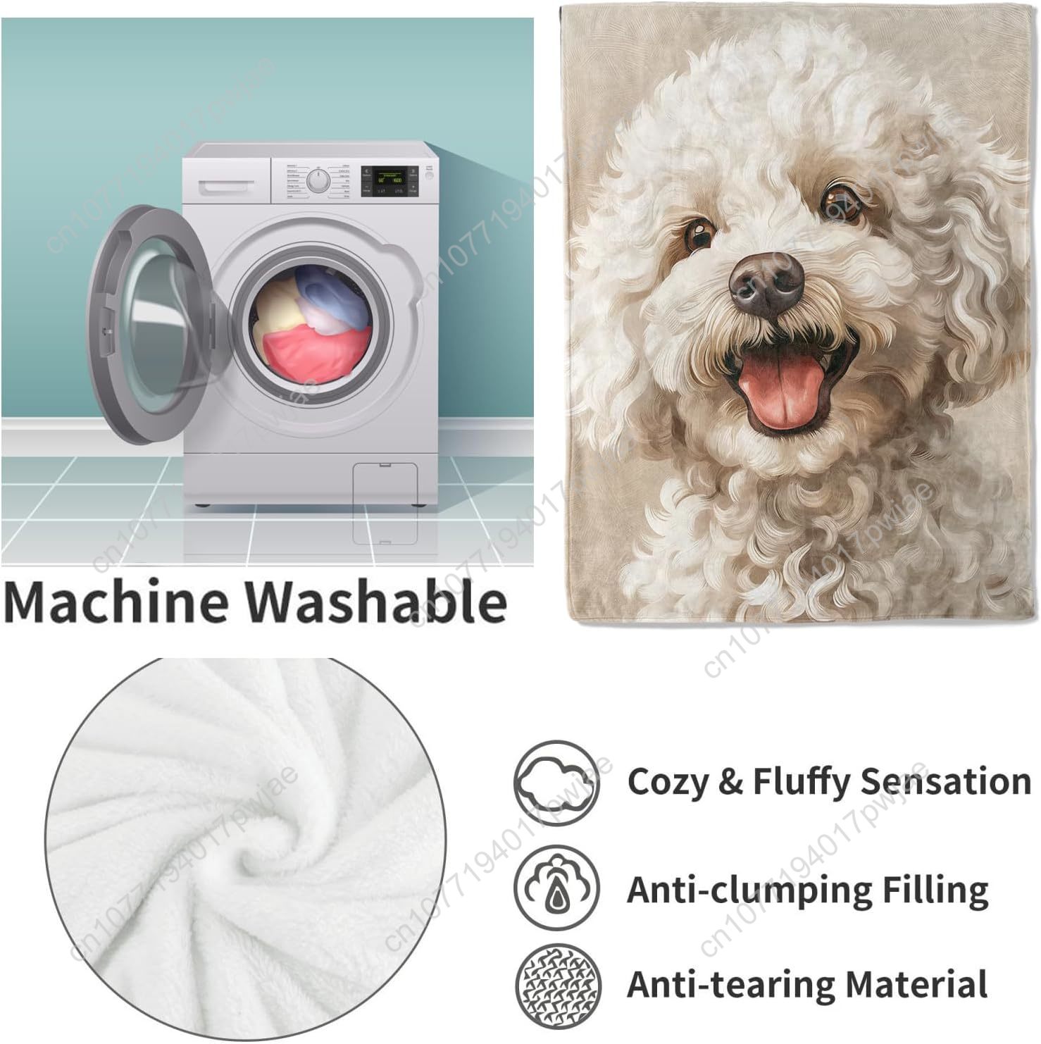 Joyful Poodle Portrait Blanket - огляд і ціна Home Textiles Usa